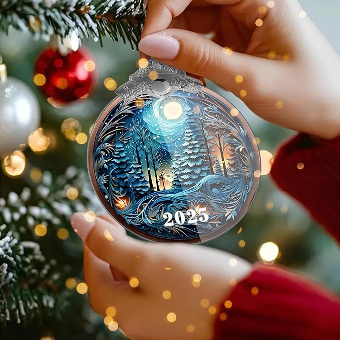 Christmas Tree Acrylic Ornament, Christmas Ornaments 2025, Christmas Ornament, Tree Ornaments, White Elephant Gifts for Adults, Gag Gifts Funny Adult, Christmas Decor (Christmas in The Forest)
