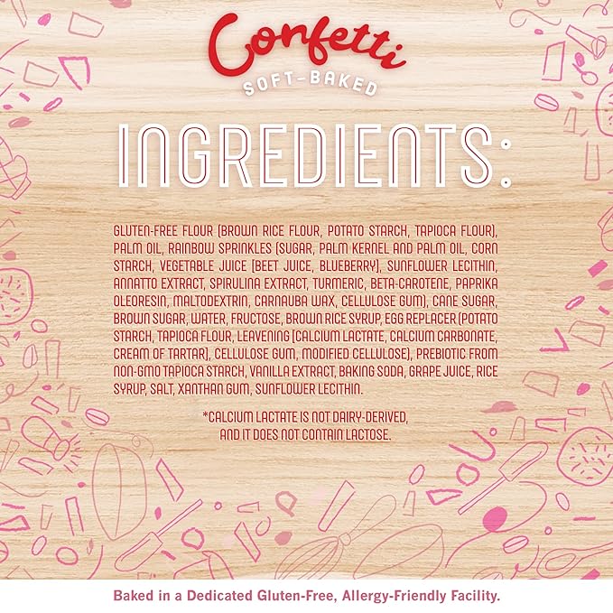 Cybele’s Free To Eat Gluten-Free & Vegan Cookies - Plant-Based, Dairy, Soy, & Nut Free - Soft-Baked School Safe Snack For Kids & Adults - 12 Cookies Per 6 oz Box (Confetti, Pack of 6)