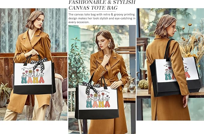 Christmas Grandma Gifts for Nana Grandma Gift from Granddaughter Grandchildren Grandkids, Unique Grandmother Birthday Gifts Nana Gift Basket for Gigi Grandmother, Best Grandmother with Canvas Tote Bag