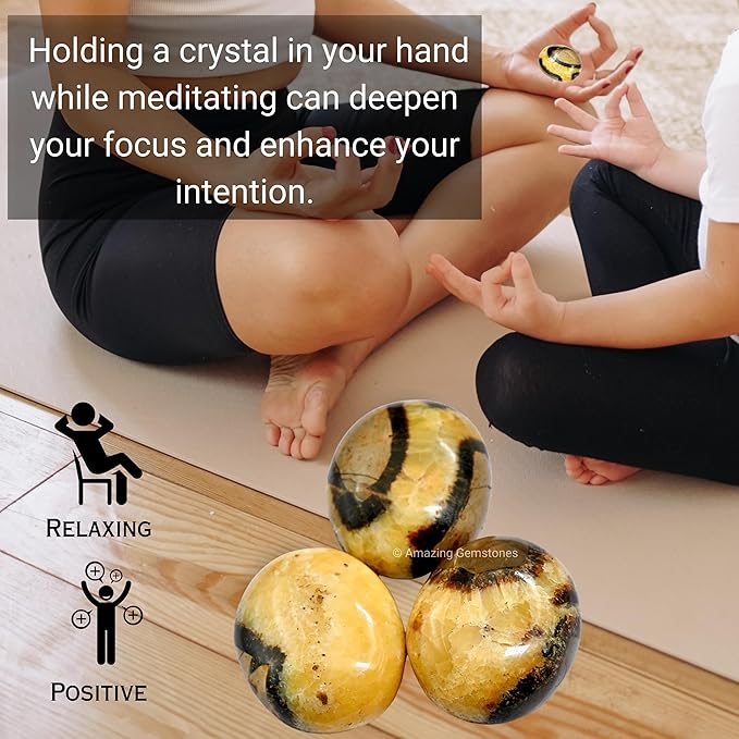 Amazing Gemstone Septarian Crystals and Healing Stones - Large Palm Stone Crystals Piedra - Crystal for Good Luck, Balanced Positive Energy, Meditation - Unique Stocking Stuffers, Gifts for Women, Men