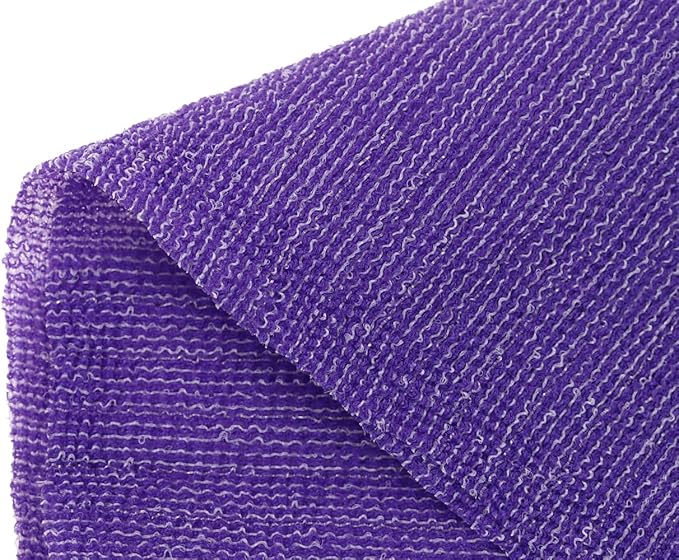 Extra Rough, Exfoliating Washcloth [Made in Japan] Exfoliating Towel Special Texture Makes Fluffy Foam Lather, Back Scrubber, Dead Skin Cell Remover [Loofah for Women and Men] (Purple)