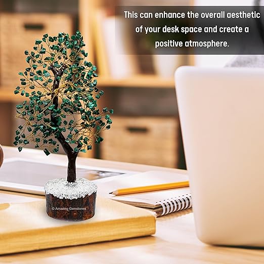 Amazing Gemstone Crystals and Healing Stones Birthday Gifts for Women - Malachite Crystal Tree of Life Home Decor Stocking Stuffers, Bookshelf, Room, Meditation Gift for Dad, Unique Birthday Gifts