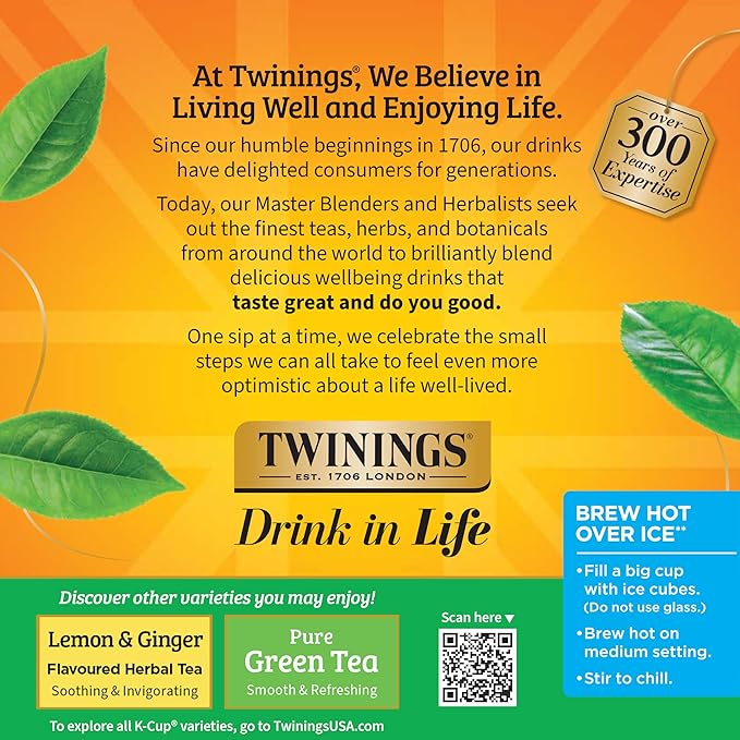 Twinings Decaffeinated Green Tea K-Cup Pods for Keurig, 24 Count (Pack of 1), Smooth Flavour, Enticing Aroma, Enjoy Hot or Iced
