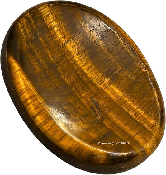 Amazing Gemstone Tiger Eye Worry Stone Crystals and Healing Stones - Worry Stones for Stress Relief Gifts - Piedra Crystal Fidget for Meditation, Relaxation - Unique Stocking Stuffers