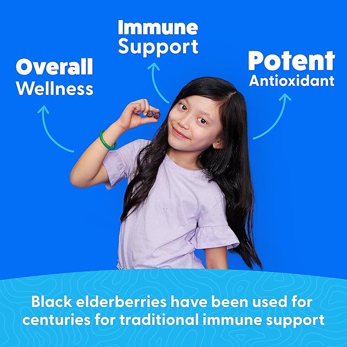 Feel Great Vitamin Co. Elderberry Gummies for Kids | Immune Support | Natural Antioxidant Immune Booster | with Vitamin C and Zinc | Gluten Free & Vegetarian | 90 Gummies