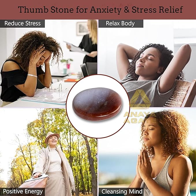 Fancy Agate Worry Stone – Crystal Thumb Worry Stones for Anguish, Stress – Relaxing and Soothing Balance Stones for Meditation, Stress Relief – Healing Stones and Crystals for Men and Women