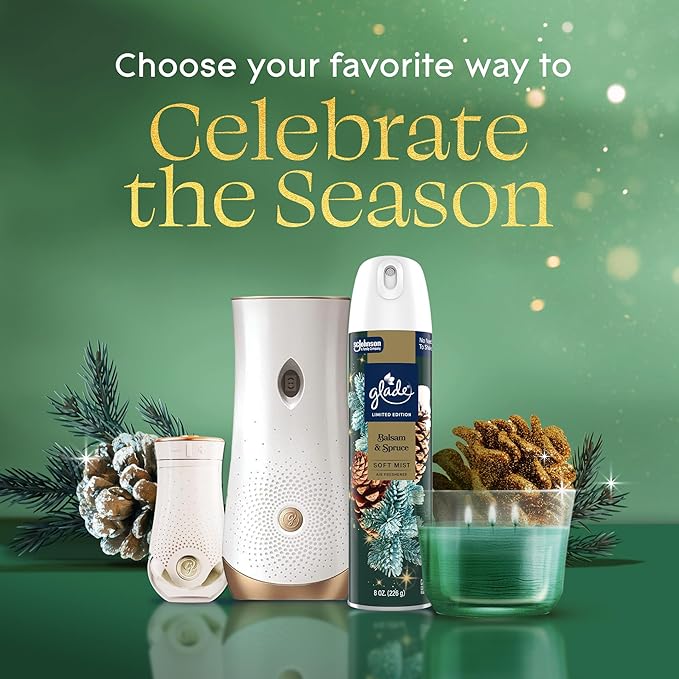 Glade 3-Wick Scented Candle Jar, Balsam & Spruce, Air Freshener Infused with Essential Oils, 6.8 Oz, 3 Count