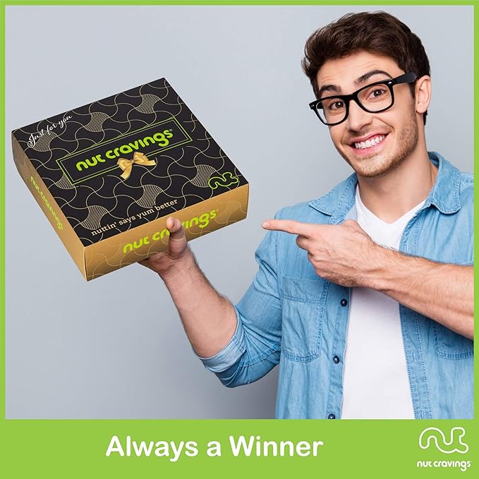 NUT CRAVINGS - Diwali Sweets Hamper Mixed Nuts Gift Basket in Black Gold Box (4 Assortments) Food Arrangement, Healthy Snack Care Package, Food Assortments