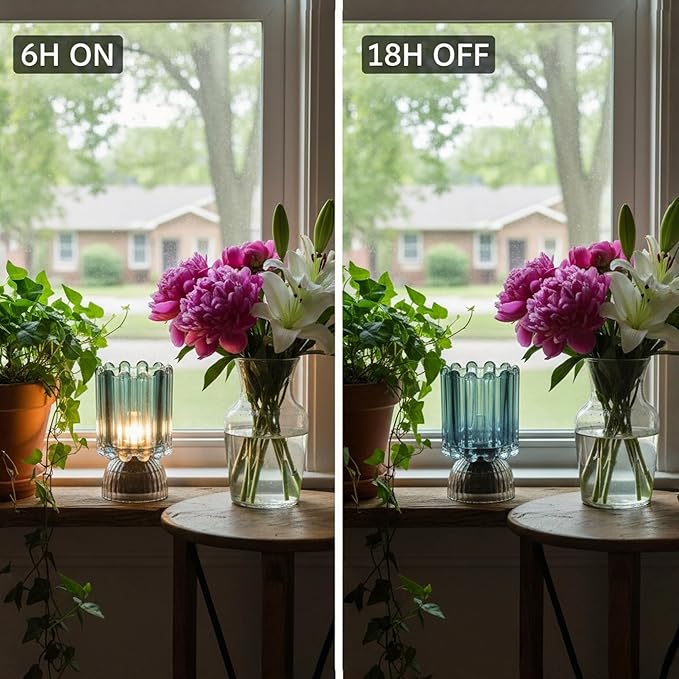 Battery Operated Lamp with Auto-Off Timer, Cordless Table Night Light for Bedroom & Entryway, Portable LED Lamp for Home, Outdoor, Camping No Battery Included (Wine Glass Design-Smoke Blue)