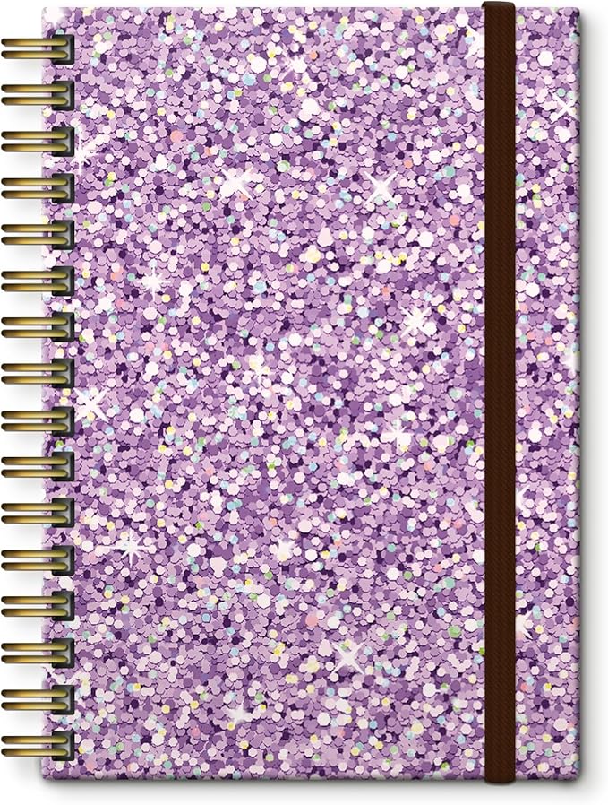 Cute Spiral Notebook, Journal for Women, Hardcover Spiral Journal, 5.5 x 8.3 Inches, 120 Pages,100gsm Paper, for Gifts Nurse Teacher Women Office Supplies(Purple)