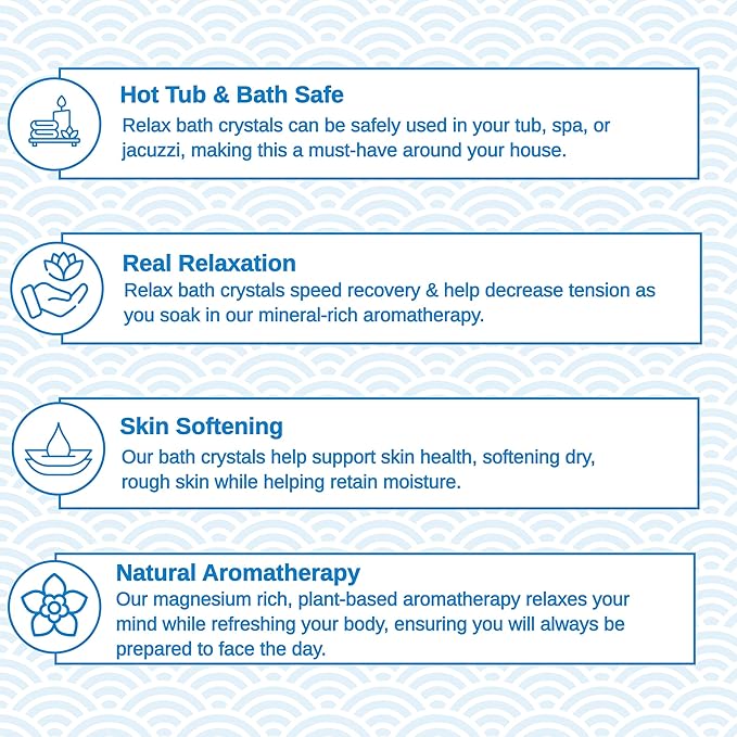 Relax Spa & Bath, Epsom & Dead Sea Salts, Aromatherapy Bath Salts for Hot Tub, Bath, or Spa, Infused with Magnesium, Tropical Rain Scent