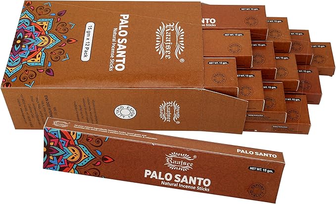 Raajsee Palo Santo Incense Sticks (180 GMS), 100% Pure Organic Natural Hand Rolled Free from Chemicals- Perfect for Aromatherapy, Cleansing, Meditation, and Church (Pack of 12)