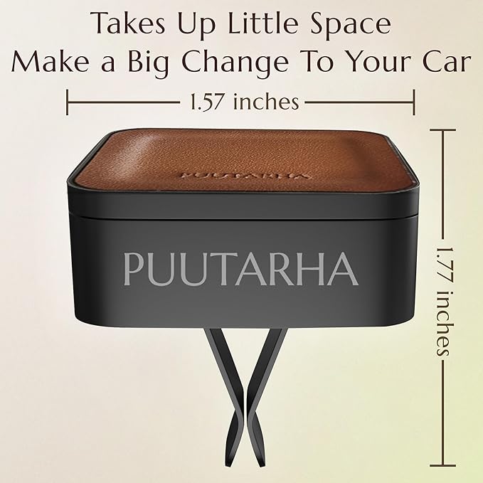 Premium Quality Car Air Freshener Leather and Metal Design Scent Vent Clip Diffuser,New Natural Fragrance Diffuser for Car with 3 Refill Scented Discs and Gift Box(Truffle Brown)