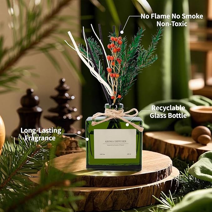 Reed Diffuser, 6.09oz Sweet Berry Scent Diffuser with Sticks & Dried Flowers, 120 Days Long Lasting Reed diffusers for Home, Elegant Fragrance for Bathroom Bedroom Office Decor, Air Fresh