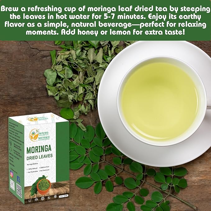 Herbs Botanica Dried Moringa Leaves Tea Leaf Hojas De Moringa Nutrient-Rich Herbal Tea Infusion for Immunity, Energy, and Wellness Energy Boost and Gluten Free 5.3oz / 150 gms