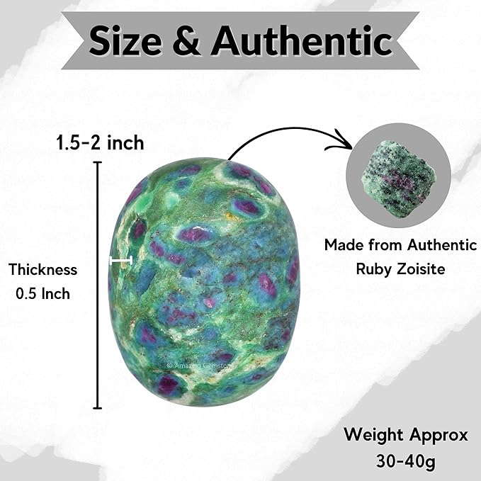 Amazing Gemstone Ruby in Fuchsite Crystals and Healing Stones - Large Palm Stone Crystals Piedra - Crystal for Good Luck, Positive Energy, Meditation - Unique Stocking Stuffers, Gifts for Women, Men