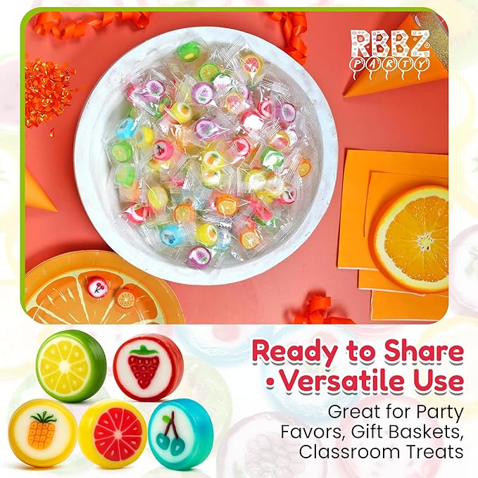 Fruit Slices Candy - Hard Candy Bulk 1 lb Bag of Individually Wrapped Small Candy Fruit Slices (approx. 118 pcs) Hard Candies Assortment - Great for Candy Buffet - Office Candy - Treat Bags