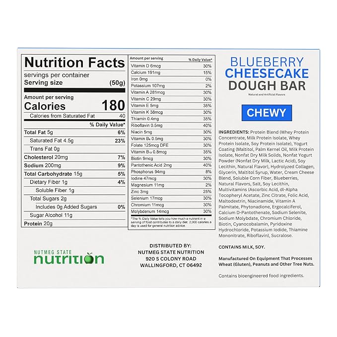 HealthyWise - High Protein Diet Bars, Gluten Free, Low Cholesterol, Low Sodium, Low Sugar, Ideal Protein Compatible, 7 Servings Per Box (Blueberry Cheesecake)