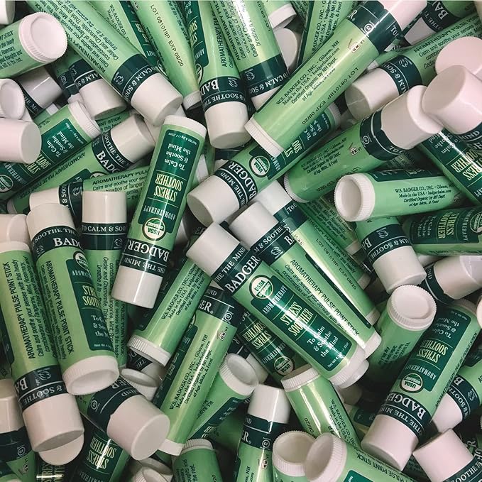 Badger Stress Soother Balm, Organic Essential Oil Aromatherapy, Calm & Soothe The Mind, Easy to Use Portable Stick, Effective Self Care, .6 oz