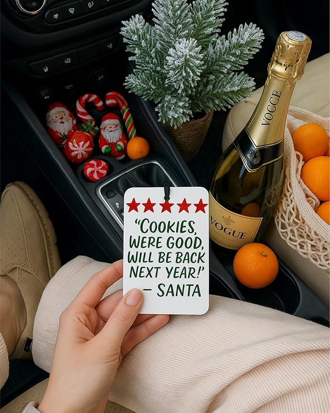 Green and Red Christmas Berry Air Freshener 4 Pcs, Green Xmas Tree Fa La La Alcohol Lover Hanging Air Freshener for Kitchen Bar Cars, Christmas Car Accessories Mirror Decor for Women Men