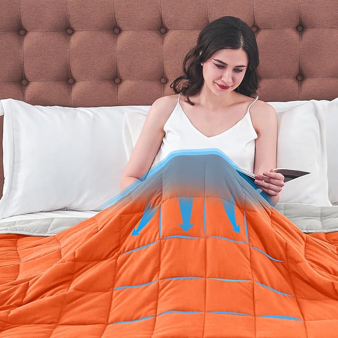 King Size Weighted Blanket for Adults (20 lbs, 80” x 87”, Orange) Cooling Heavy Blanket for Sleeping Perfect for 190-210 lbs, Breathable Blanket for Adults & Couple All Season, Machine Washable