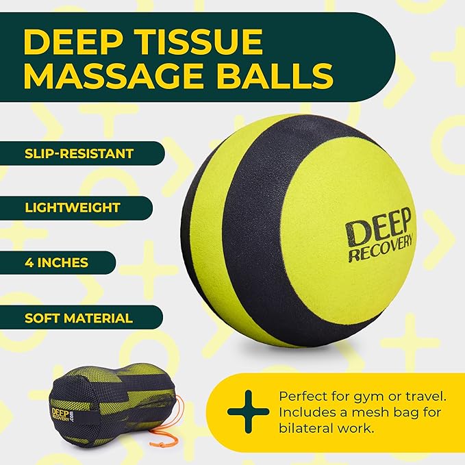 Deep Recovery 4-Inch Firm Yoga Deep Tissue Massage Ball Set – Myofascial Release Balls for Feet, Back, Neck, Legs & Arms – Trigger Point & Mobility Therapy (2-Pack)