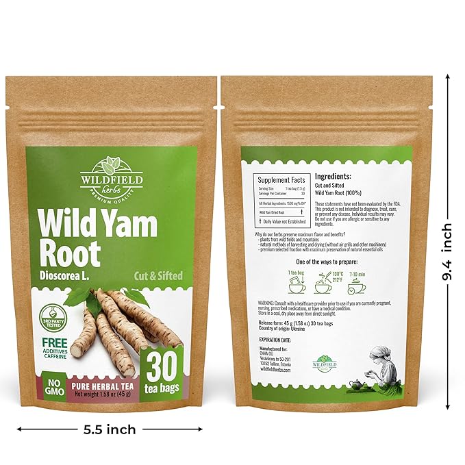 30 Bags Wild Yam Root Herbal Tea (Dioscorea) – 30 Tea Bags 1.5g Dioscorea Root Raíz de Name Silvestre