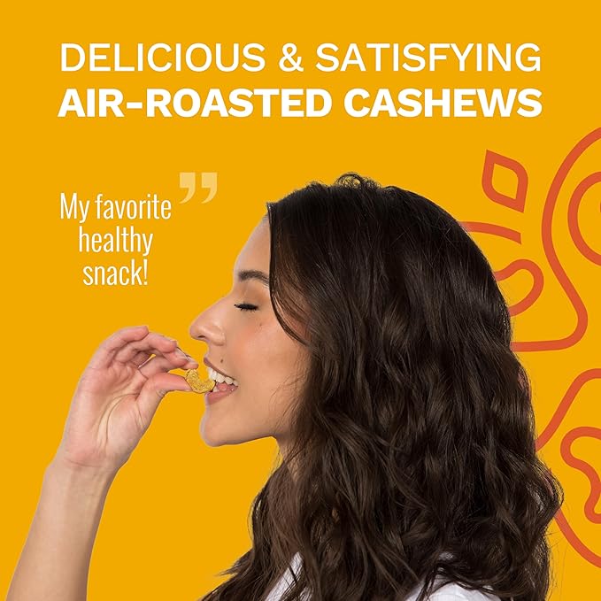 Golden Turmeric Wrapped Whole Cashews by Karma Nuts, Air Roasted with Natural Skins, 2X more Fiber, Whole 30, Peanut-Free Facility, Kosher, Everyday Nut Snack, 7oz Resealable Bag