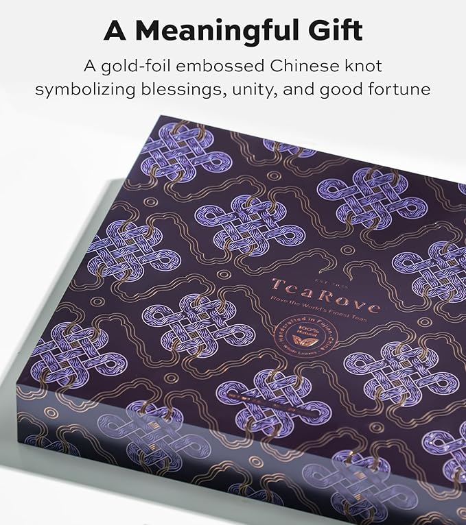 TeaRove Tea Sampler Gift Box - The Road Ahead Collection, Fancy Chinese Full-Leaf Tea Assortment Variety Pack, Black, Oolong, Jasmine Green & Herbal Teas, Hot or Iced, Self Care Gifts for Teas Lovers