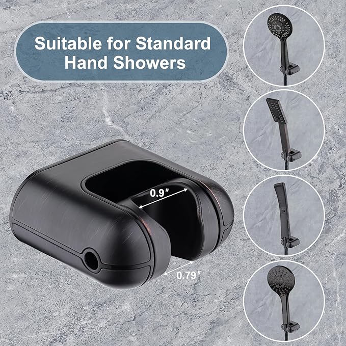 BRIGHT SHOWERS Shower Head Holder Wall Mount, Adjustable Handheld Shower Wand Holder with Universal Fit and Angle Adjustment, Oil-Rubbed Bronze