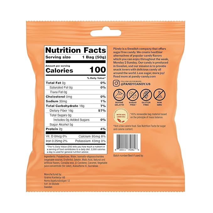 Pandy Swedish Candy Peach Rings Sugar Free Candy 14 Bags. - Swedish Candy Mix - Diet Candy Keto Gummy Low Calorie Snacks - Foam Jelly Sweets No Sugar - Peach flavour Diet Candy Keto Sugar Free Gummy 14 x 1.8oz