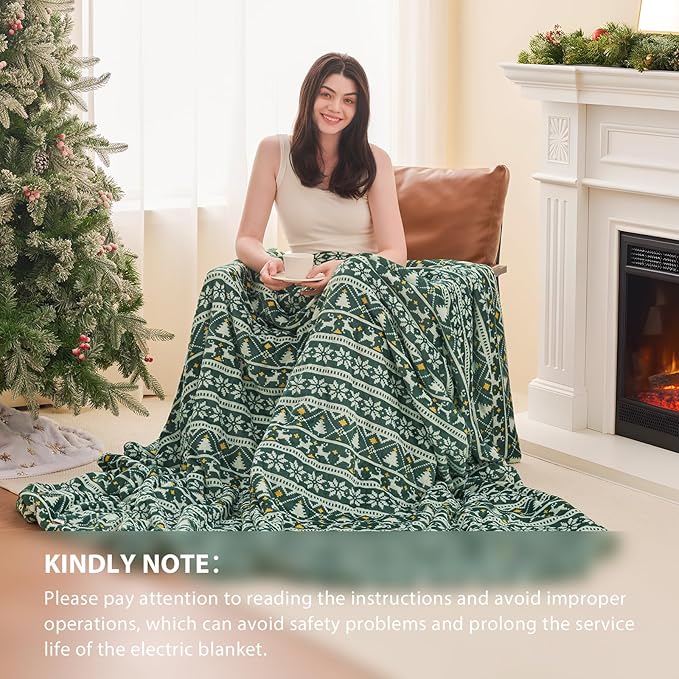 Homemate Heated Blanket Electric King Size - 100“x90“ Heating Blanket with 10 Fast Heat Levels 8 Hours Auto Off Ultra Soft Cozy Flannel Over-Heated Protection ETL Certification Keep Warming in Home