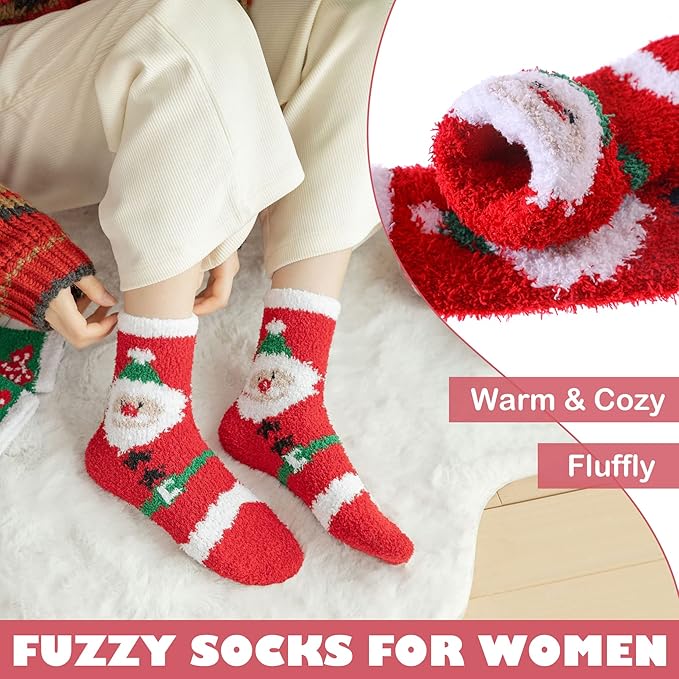 LINEMIN Womens Fuzzy Socks Cozy Fluffy Winter Warm Slipper Socks Microfiber Soft Home Sleeping Socks