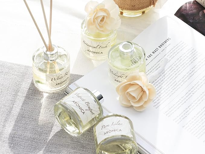 Aronica Mini Diffuser 40 ml – Botanical/Pomegranate (Desk/Office Decorative Diffuser) • Natural Oils & Sola Flower Design • Home Fragrance Gift for Small Rooms