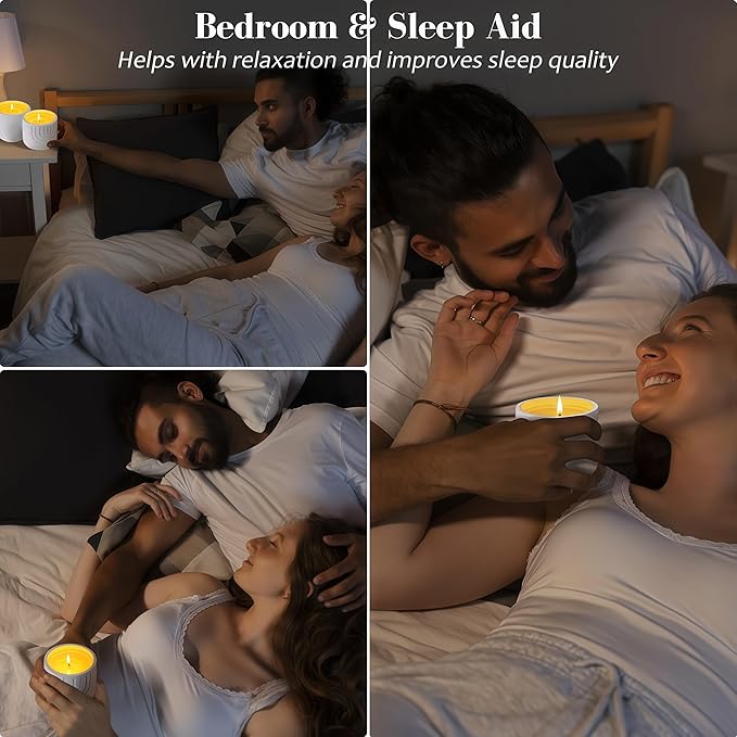 Viyffo Sandalwood Scented Candle, Natural Soy Wax in Modern White Ceramic Jar, Long Lasting Aromatherapy Candle for Relaxation, Meditation & Home Decor Gift