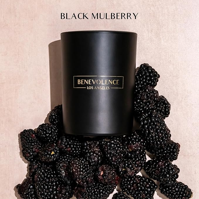 Benevolence LA Black Berries (Baies) Scented Candle | Soy Candles, Black Candle for Home | Gifts for Women and Men | Home Fragrance | Aromatherapy | Bathroom Freshener | 10oz