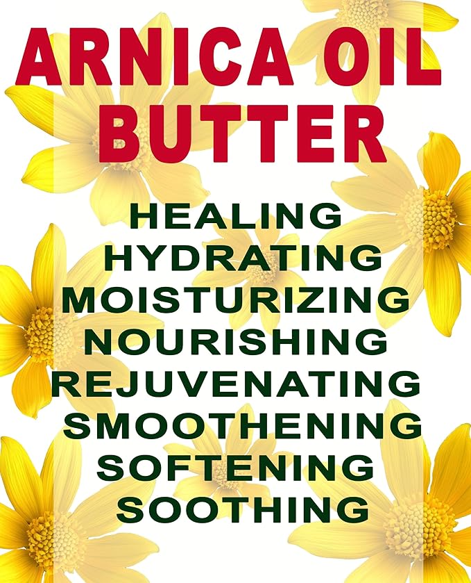 Botanical Beauty ARNICA OIL BUTTER Arnica Montana in Shea Butter 100% Natural for FACE, SKIN, BODY, HAIR, NAILS Skin Moisturizer Oil Butter, Skin Nourishing Oil Butter (8 Fl Oz)