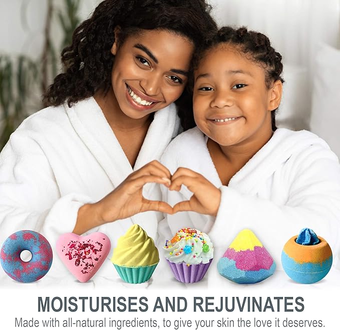 Bath Bombs for Girls – 6 Organic Bath Bombs Gift Set with Natural Ingredients, Aromatherapy Bubble Bath Fizzy for Kids, Teens, Women – Skin Moisturizing Bathbombs for Girls Ages 8-12, Lush Spa Kit