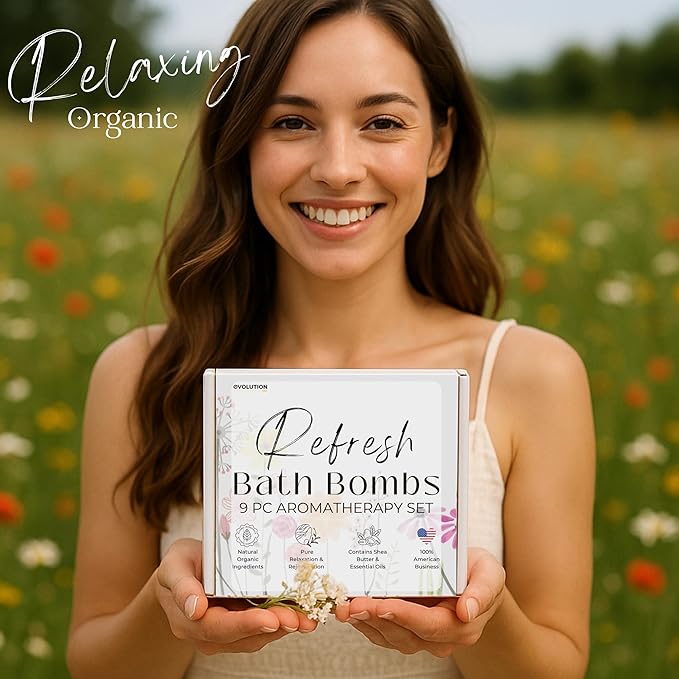 EvolutionUSA Refresh Bath Bombs for Women, 9 Lush Bath Bombs Mini Sized, Luxurious Womens Gift for Mother's Day, Easter, Birthday or Self Care, Relaxing Bathbombs Kids & Womens, Bath Fun