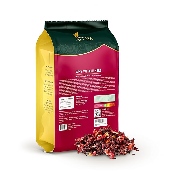 Attaya Natural Loose Hibiscus Flowers, Cut & Sifted 16oz | 100% Pure, Dried, Caffeine-Free | Antioxidant-Rich for Wellness & Relaxation.