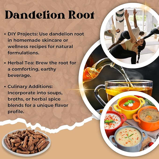 Herbs Botanica Dandelion Root Tea Natural Loose Tea Natural Dried Caffeine-Free Natural Dandelion Root cut Supports Kidney Function and Healthy Digestion, Caffeine Free 8 oz