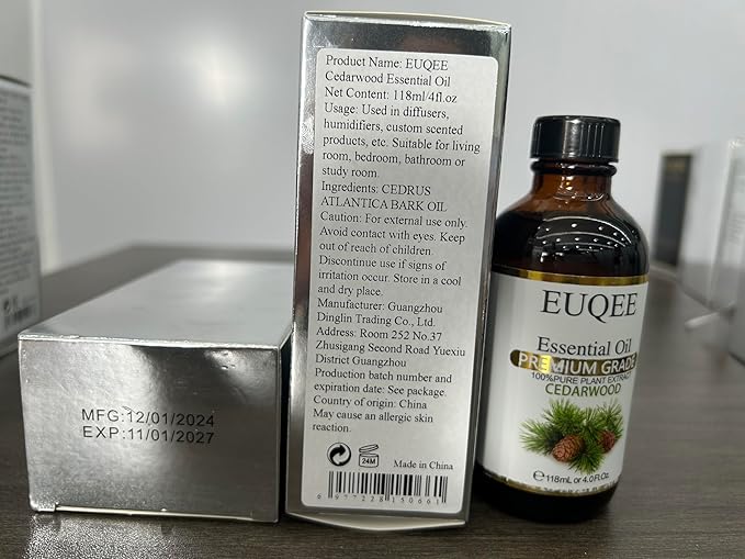 EUQEE Cedarwood Essential Oil 118mL Pure Cedarwood Oil Premium Essential Oil for Diffuser, Humidifier - with Glass Dropper (4fl.oz)