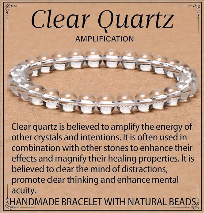 LPBeads Handmade Natural Gemstone Stretch Elastic Bracelet Healing Crystal Round Stone Beads Jewelry Gifts for Women Men