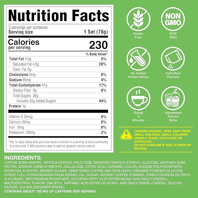 J WAY Instant Vietnamese Coffee Kit with Authentic Brown Sugar Tapioca Boba, Ready in Under One Minute, Paper Straws Included - 3 Servings