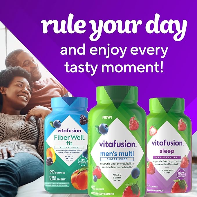 Vitafusion Sugar Free Men’s Multi Daily Gummy Multivitamins, Supports Energy Metabolism, Muscle and Immune Health (1), Mixed Berry Flavors, 90 Count