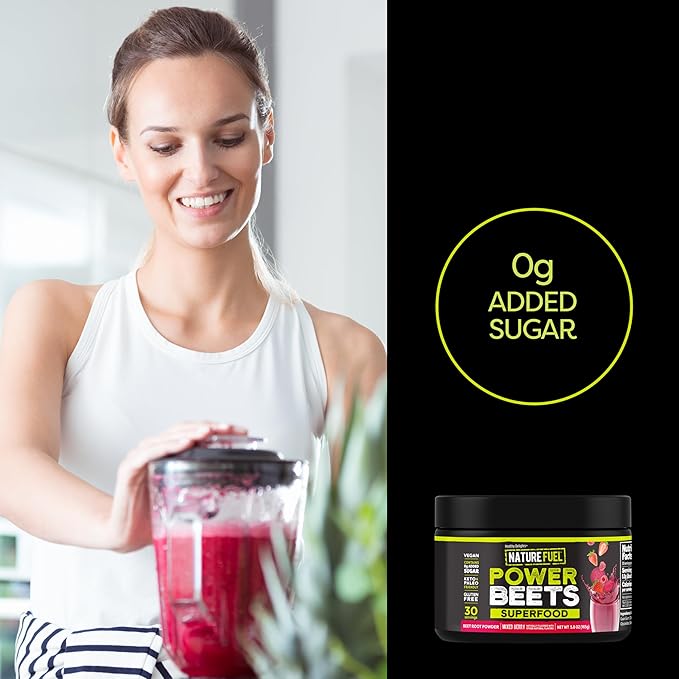 Healthy Delights Nature Fuel Power Beets, Vegan Beet Juice Powder, Beet Powder for High Blood Pressure, 0g Added Sugar, Beet Root Supplement, Beetroot, Mixed Berry, 30 Servings (Packaging May Vary)