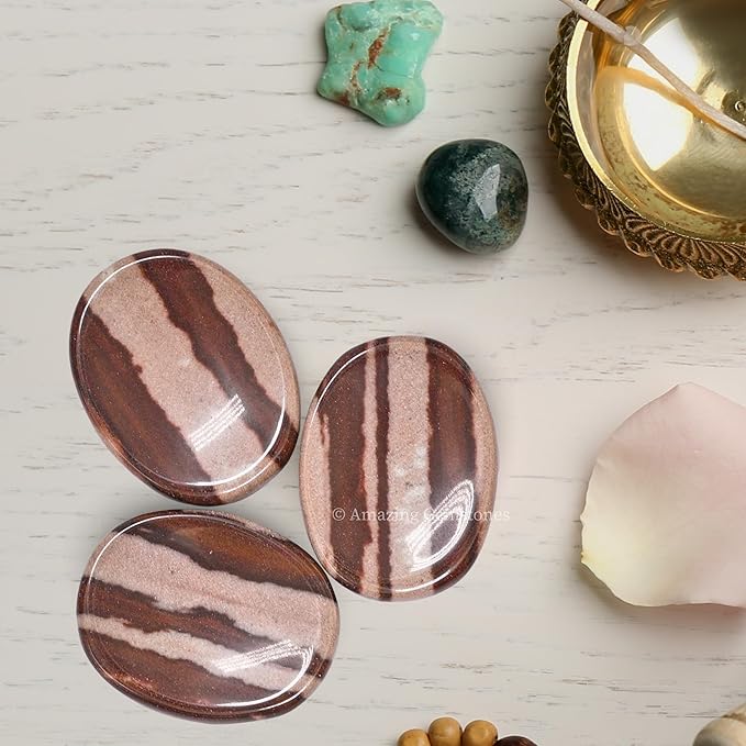 Amazing Gemstone Narmada Shiva Lingam Worry Stone, Healing Crystals - Piedra Crystal Fidget for Gift, Meditation, Calming, Relaxation, Stress Relief