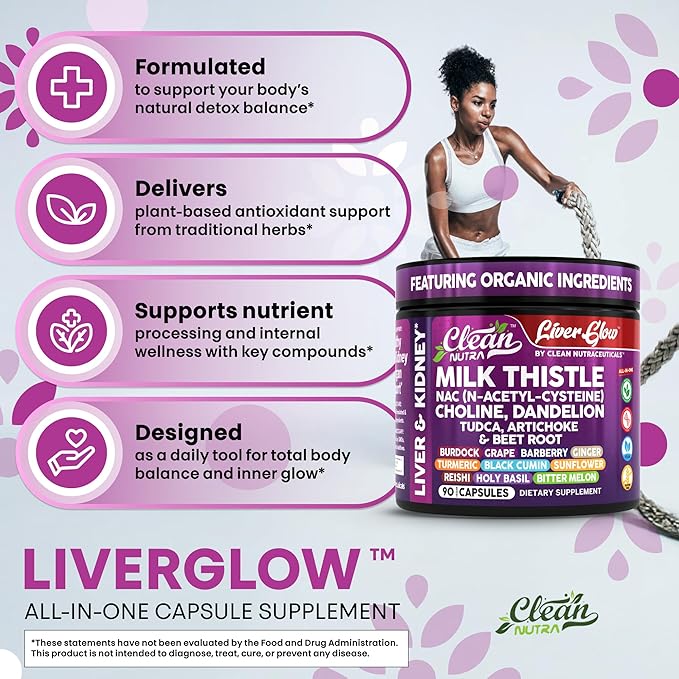 Clean Nutra Milk Thistle NAC Choline Dandelion Root TUDCA Artichoke Beet Root Burdock Holy Basil Supplement Liver Cleanse Detox Support Repair Lymphatic Complex for Liver & Kidney 90 Vegan Capsules