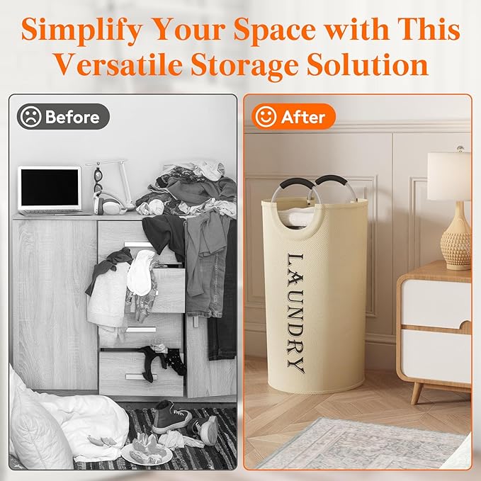 Lifewit 100L 2-Pack Large Laundry Basket, Collapsible Laundry Hamper with Aluminum Handles, Waterproof Freestanding Dirty Clothes Hampers for Laundry Room Bedroom Dorm Bathroom, White