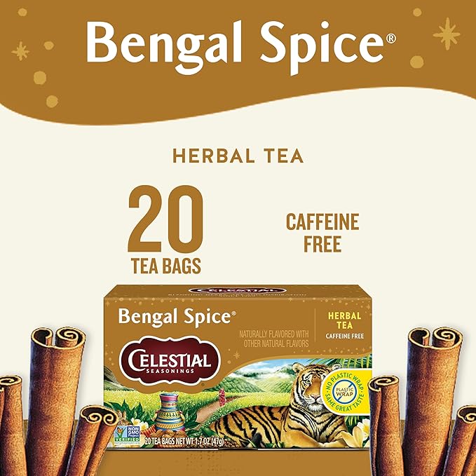 Celestial Seasonings Bengal Spice Herbal Tea, Caffeine Free, 20 Tea Bags Box (Pack of 6)